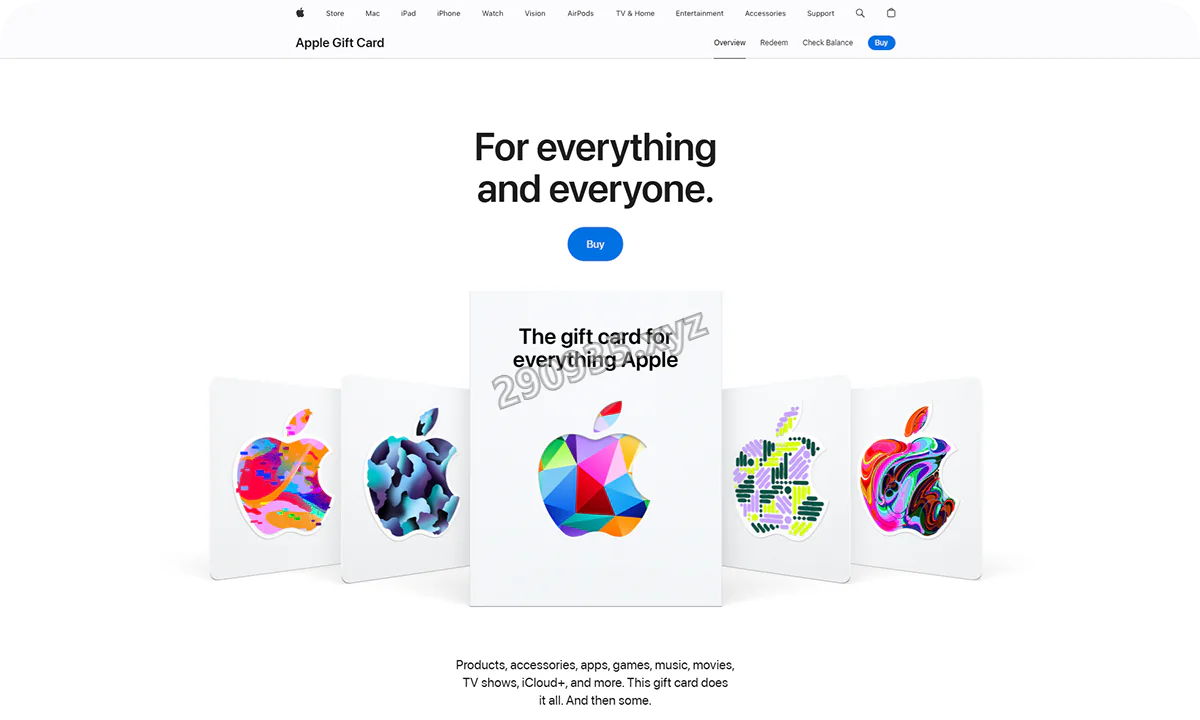 美国 Apple 官网的 Apple Gift Card 购买页面